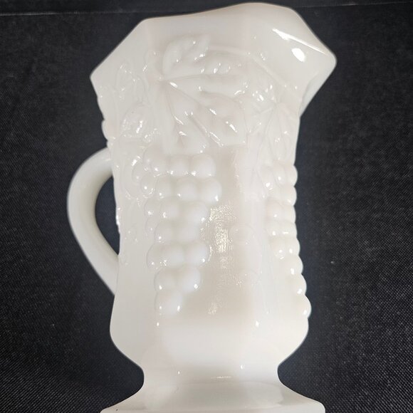 Anchor Hocking Grape Leaf Milk Glass Grape Leaf Pattern, Octagonal Pitcher - Picture 5 of 12